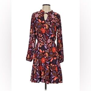 LOFT Multicolor Floral Long Sleeve Dress